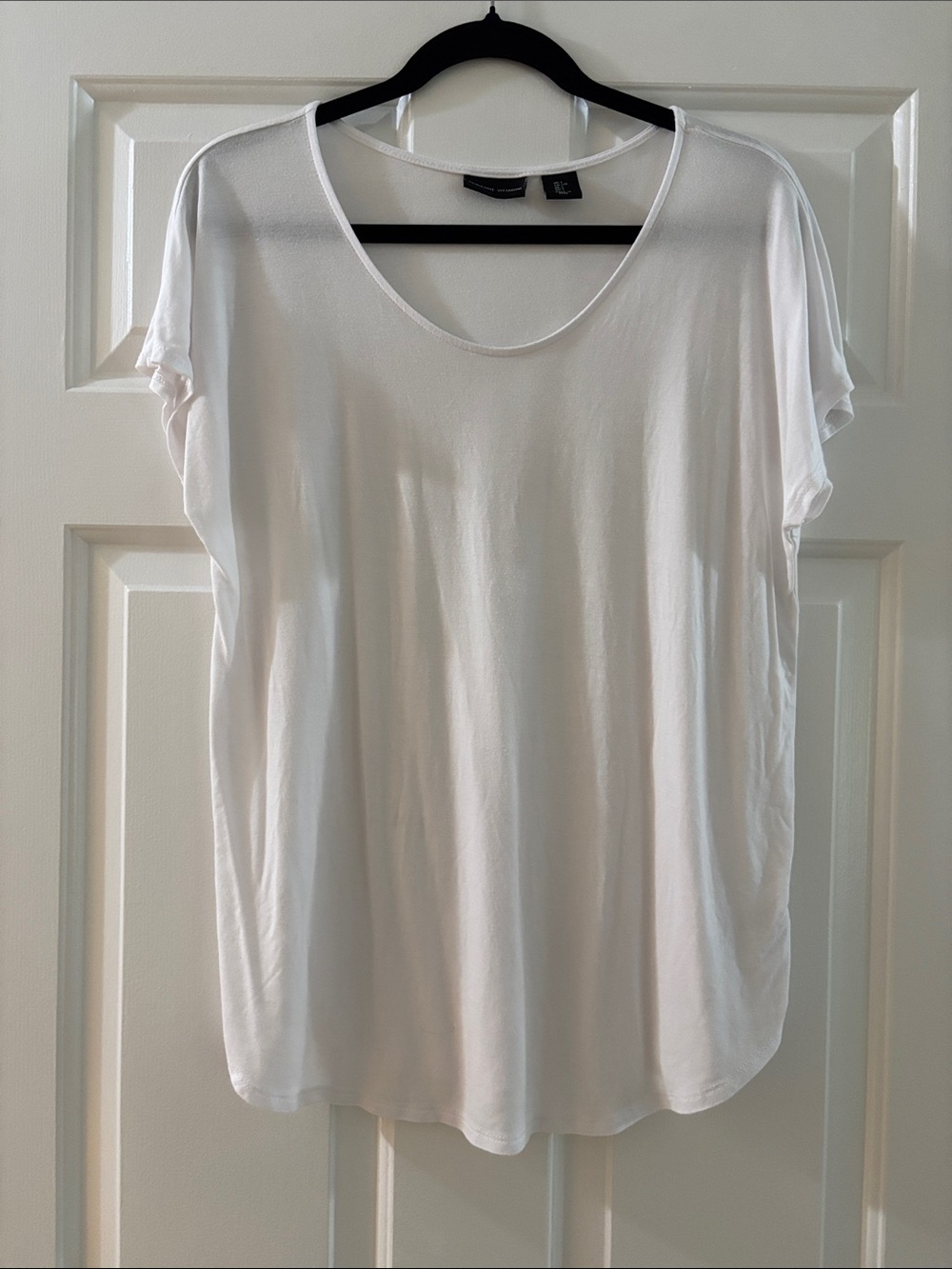 Adrienne Vittadini White Scoop Neck Short Sleeve Tee